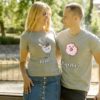 Grey short sleeve couple graphic t shirts Better together