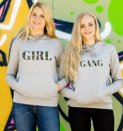 Grey hooded women sweatshirts Girls gang