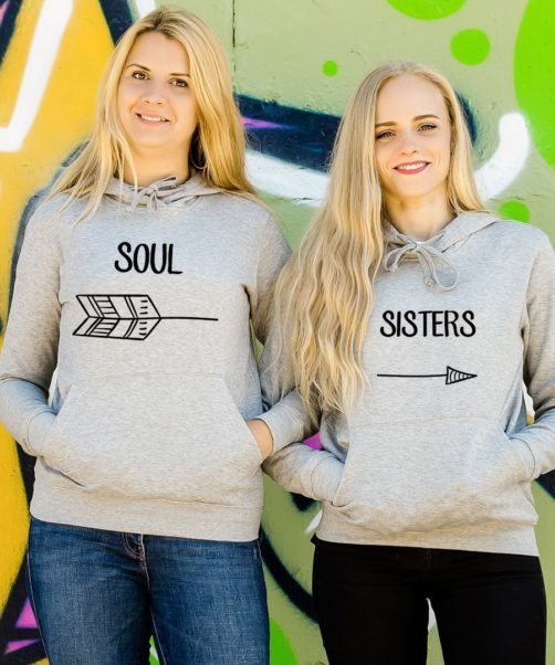 Grey hooded women sweatshirts Soul sister