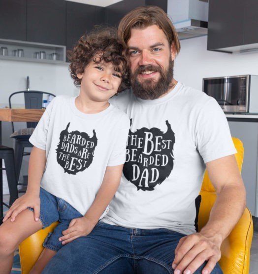 White short sleeve family graphic t shirts Best bearded dad