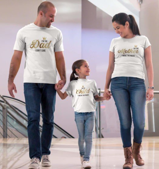 White short sleeve family graphic t shirts Break the rules
