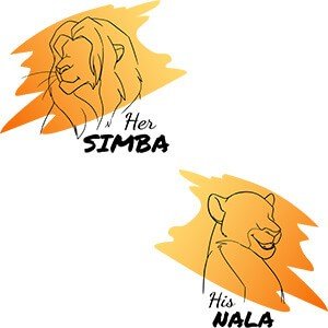 Couple graphic tees His nala her simba