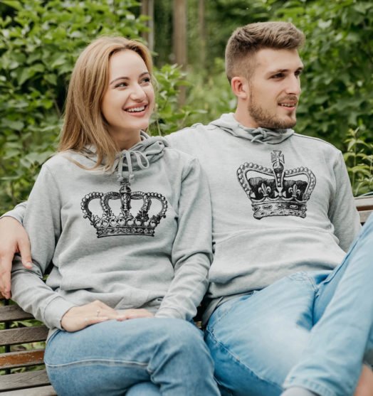 Couple hoodies Crown king queen