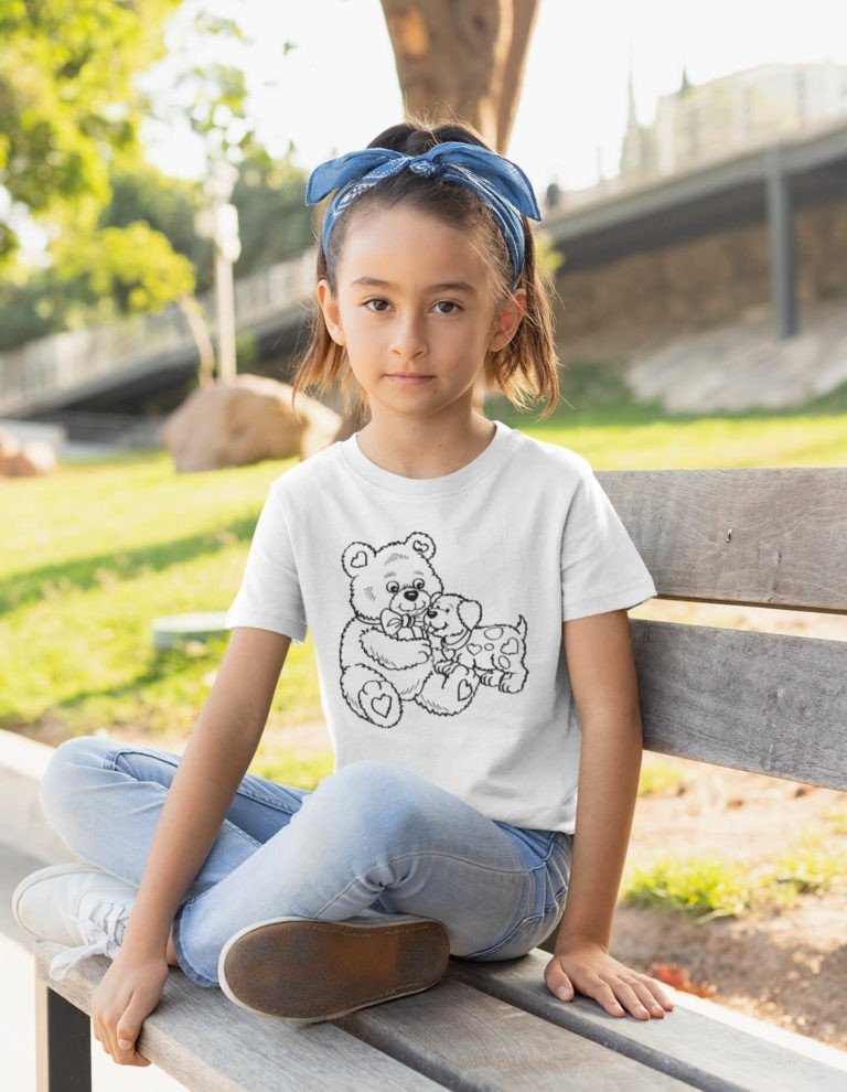 Kids coloring t shirts Teddy dog