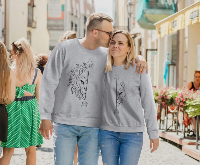 couple sweatshirts lions