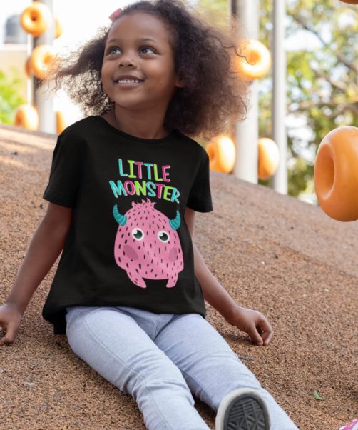 Kids graphic tees pink monster