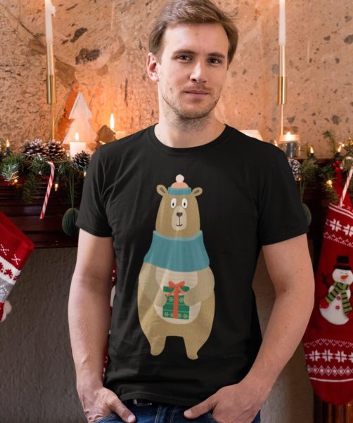 Men graphic tees Christmas bear