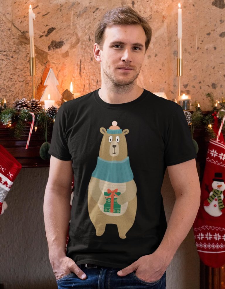 Men graphic tees Christmas bear