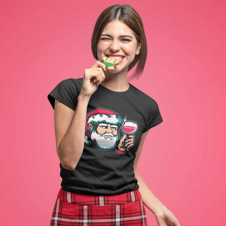 Short sleeve graphic women t shirt for christmas Cheers