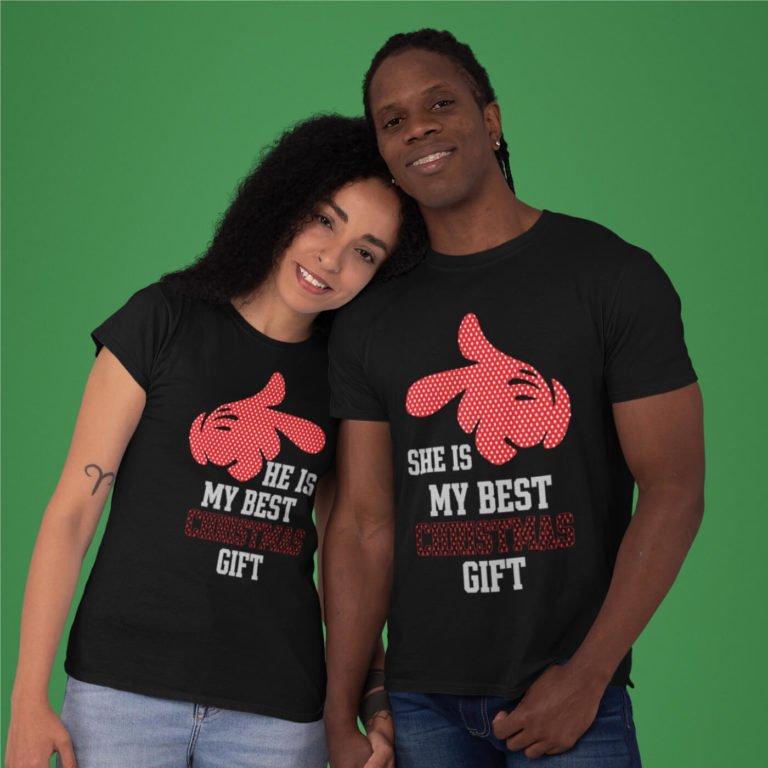 Short sleeve couple graphic t shirt for christmas You are my gift
