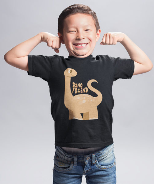Kinder T-Shirts Dino Friend versenden wir weltweit auf