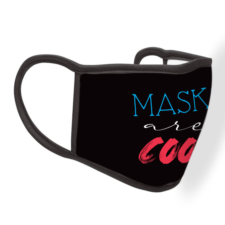 Bkack reusable graphic face mask Cool